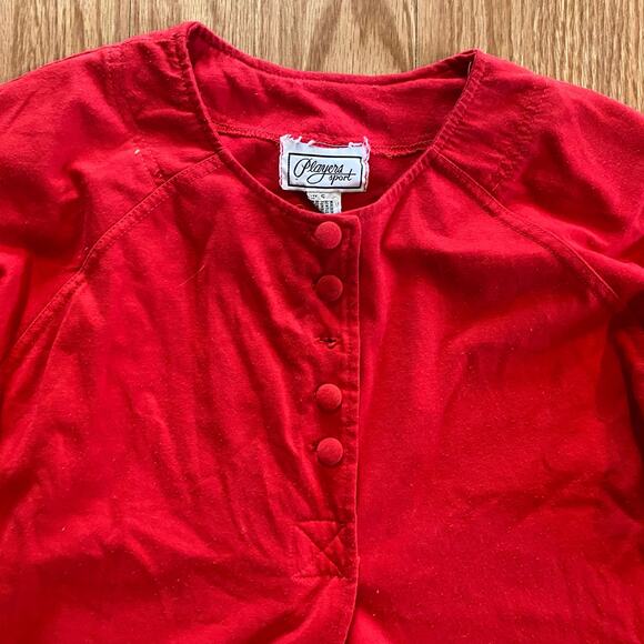 Players Sport Vintage Red Button-up Oversized Shirt Top Womens Small - Picture 4 of 16